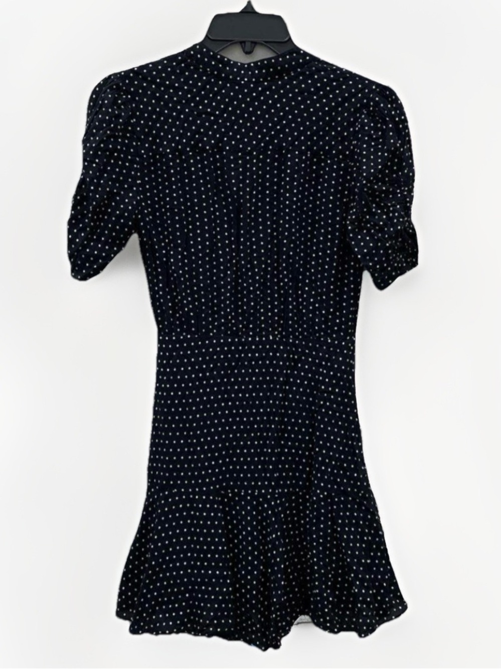 Free People Polka Dot Side Button Ruche Wiggle Ruffle Dress XS - Picture 2 of 2